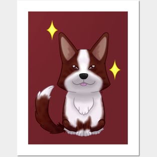 Dark red Cardigan corgi Posters and Art